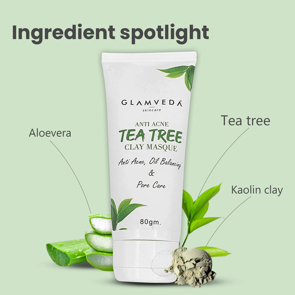 Ingredients of Glamveda Tea tree Anti Acne Mud Pack
