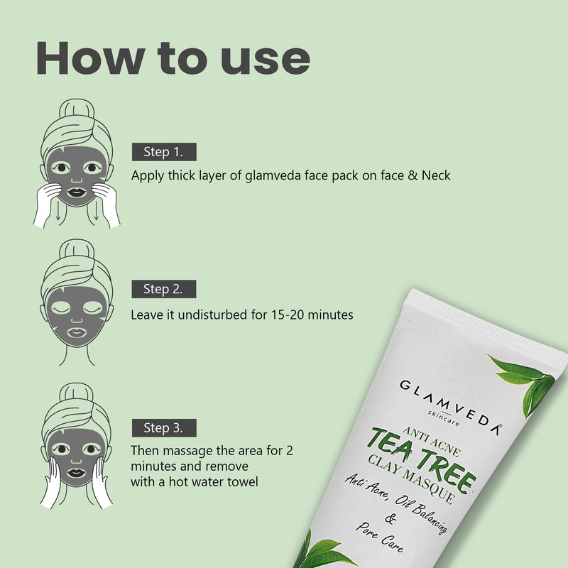 How to apply of Glamveda Tea tree Anti Acne Mud Pack