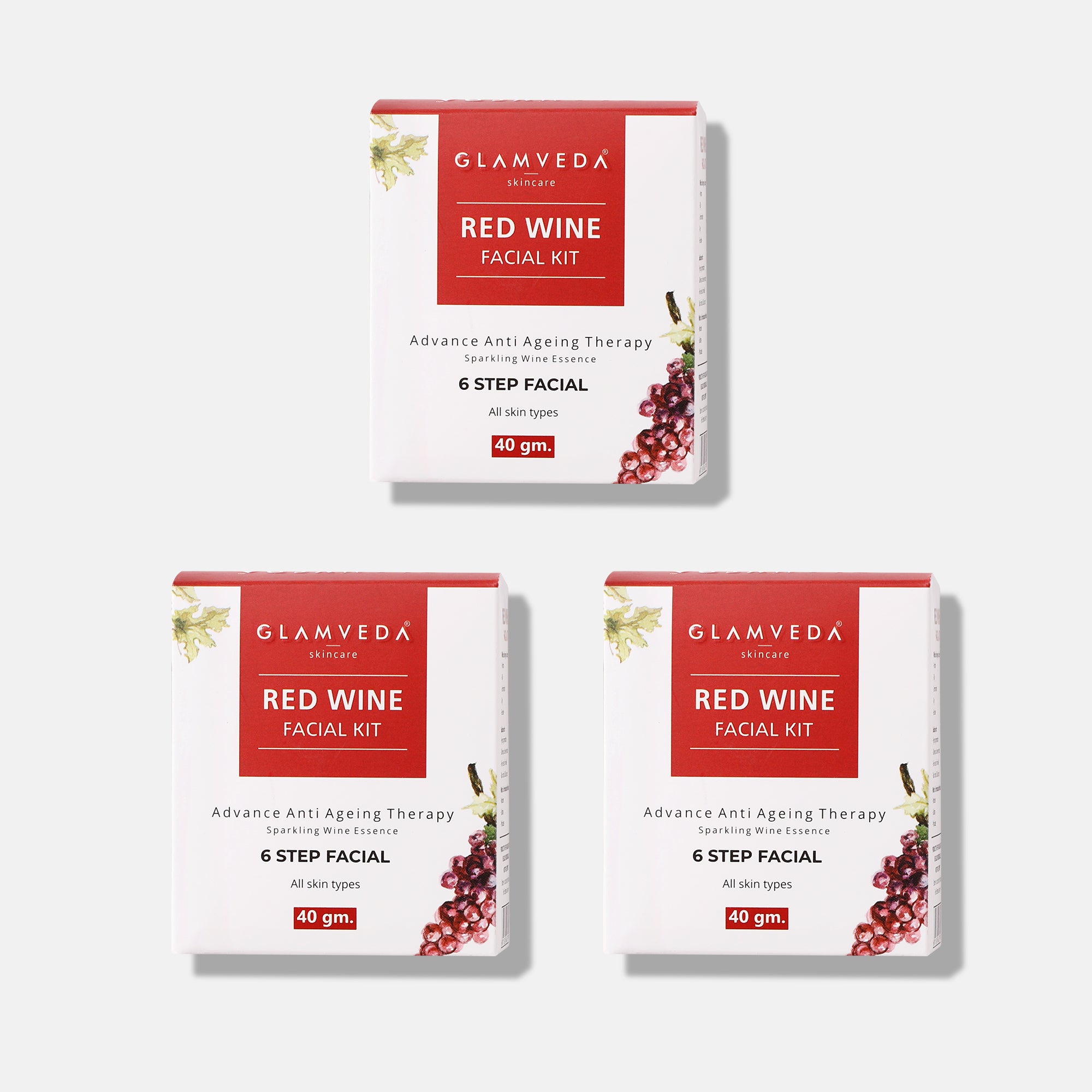 Glamveda Red Wine Advance Anti Ageing Facial Kit 120gm Glamveda Skincare